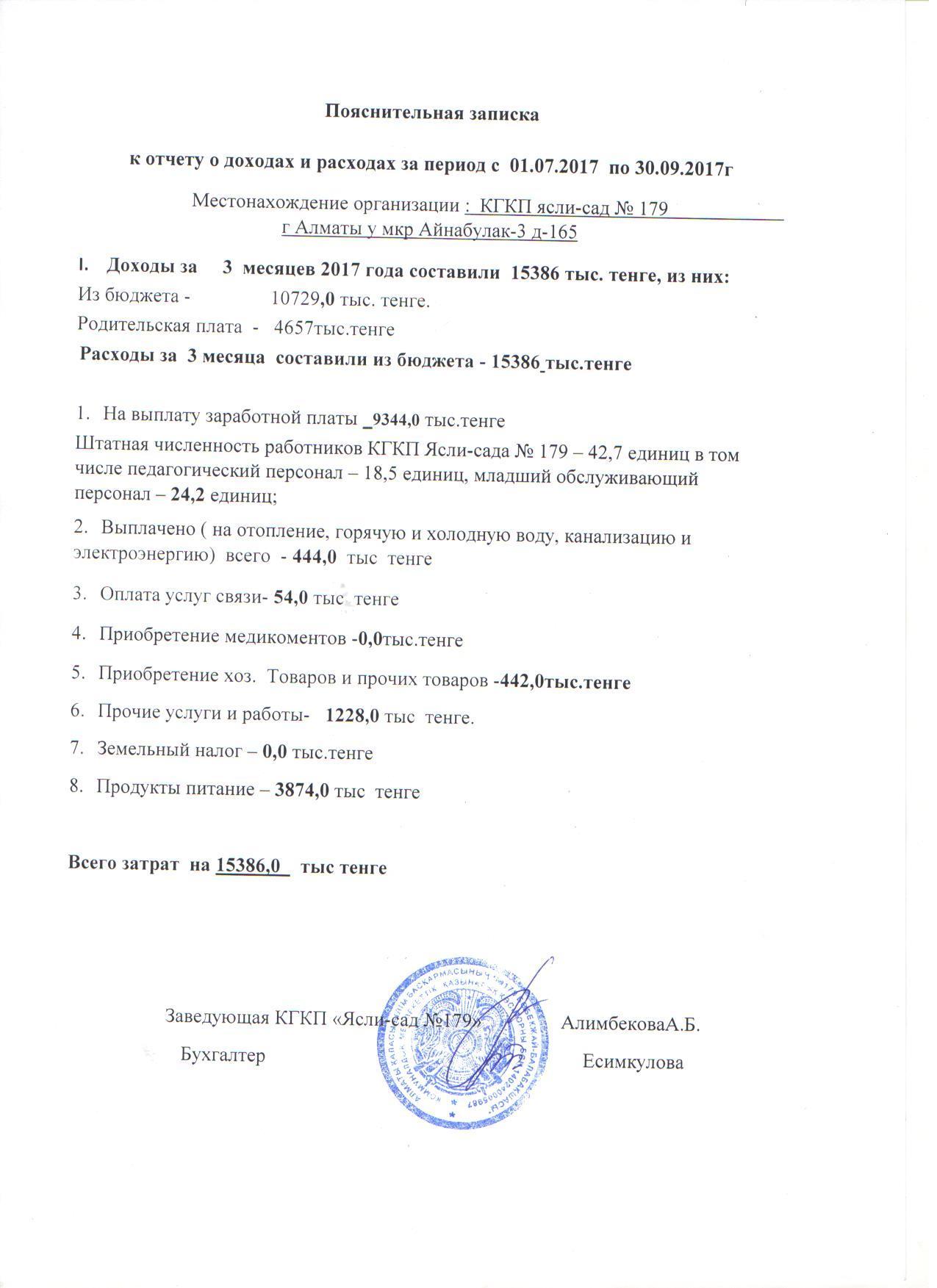 Отчет о доходах и расходах за 2017 год 1 квартал